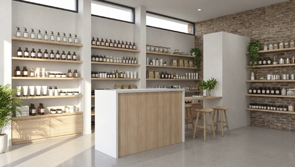 El 65 % de nuestros clientes prefieren un mostrador grande en tiendas de artículos naturales