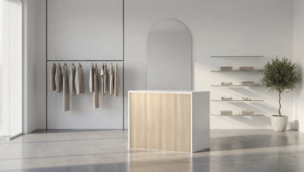 Mostrador para concept stores minimalistas