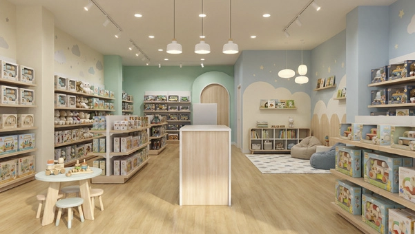 Mostrador Foster 68x68 para juguetería diseño funcional y accesible
