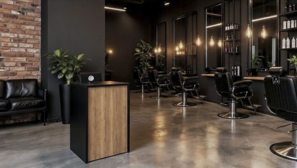 Punto de cobro para peluquerías y barbería con estilo industrial