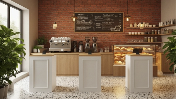 Pequeños puntos de cobro elegante para cafeterías chic