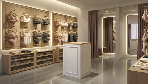 Hoffman, 68 x 68 cm, mobiliario para tienda de ropa interior elegante