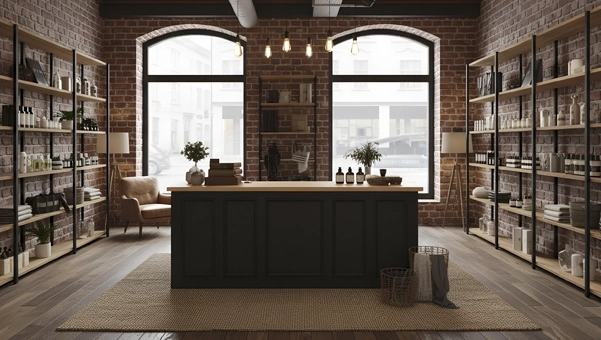 Mostrador de diseño industrial para tiendas con carácter