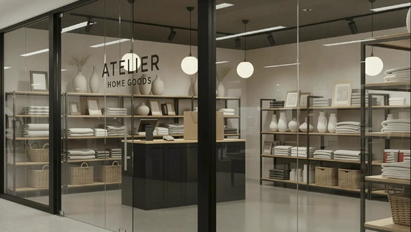 Mostrador para tiendas de artículos del hogar minimalistas