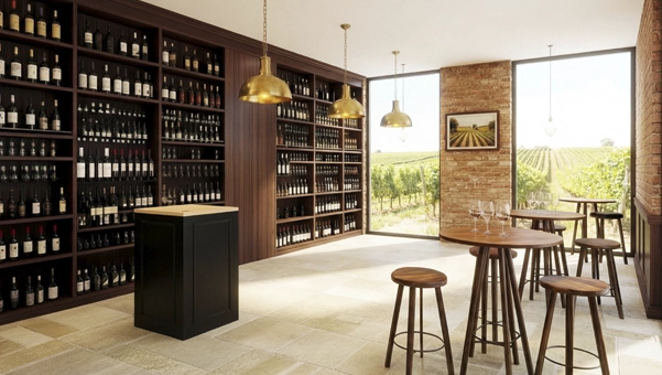 mostrador negro vinoteca Hoffman 68x68 cm diseño compacto tienda vino