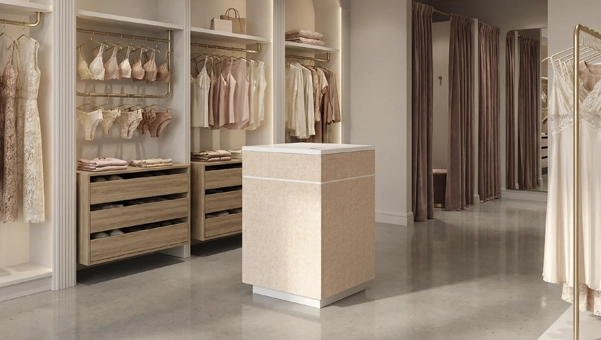Mostrador pequeño para tienda de ropa interior y lencería