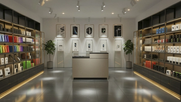 vitrina mostrador Koolhaas 133x68 cm en tienda de tecnología y accesorios móvil