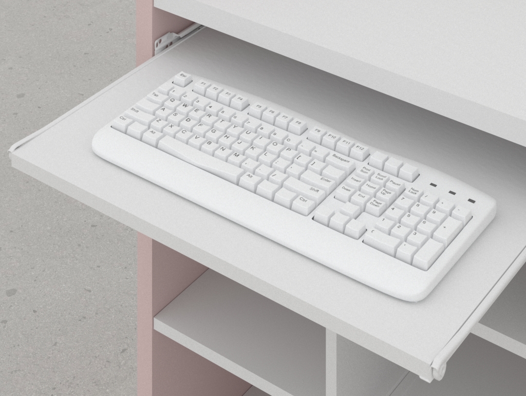 Estante extraíble para teclado en mostrador Florence rosa