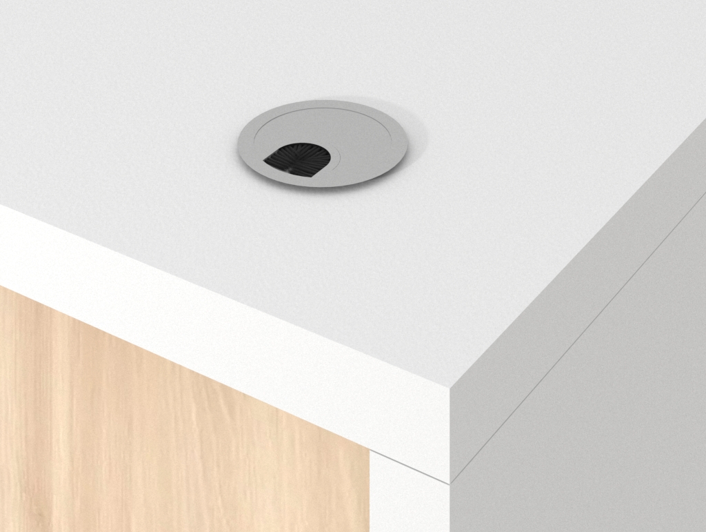 Pasacables del mueble para punto de venta Foster blanco