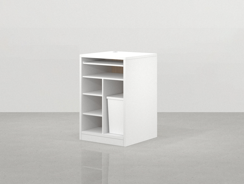 Mostrador Foster 68 x 68 cm en acacia y blanco compacto