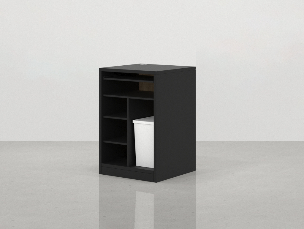 Mostrador Foster 68 x 68 cm en roble y negro compacto